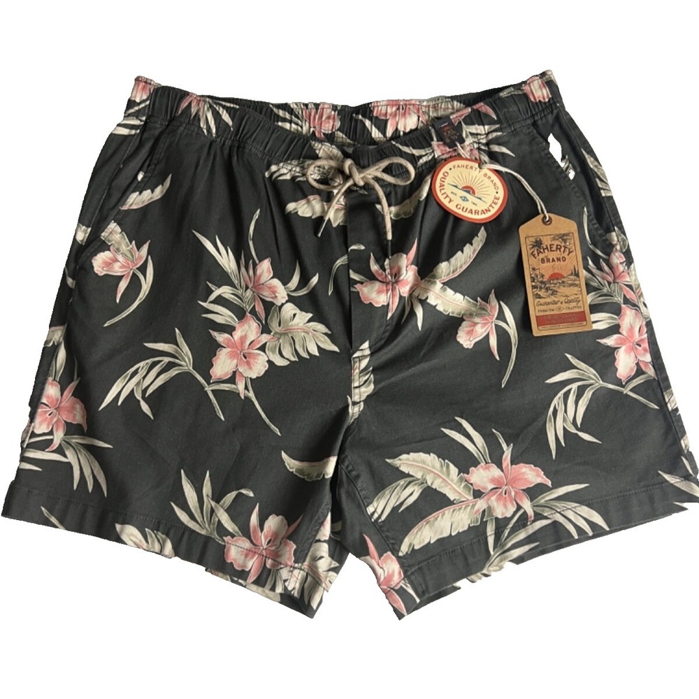 Faherty Mens Essential Drawstring Short XXL (42) Orchid 6.5" Inseam Charcoal F16